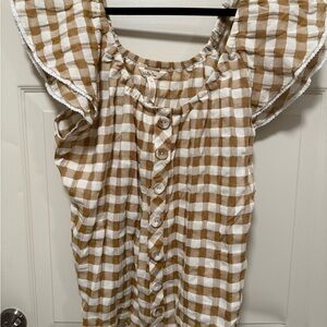 Matilda Jane Brown and White Checkered Top
